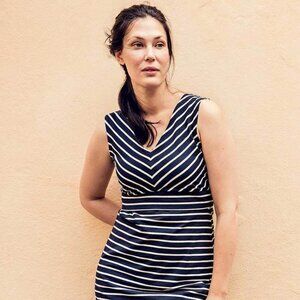 Boob Design Simone Diagonal Stripe Maternity and Nursing Dress, XL